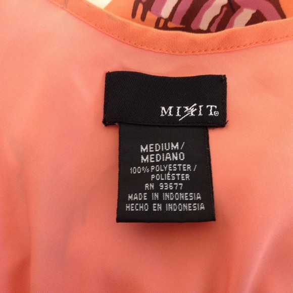 Mixit Woman's Blouse Top Sheer Peach Sleeveless Fancy Back Size M - Picture 9 of 11